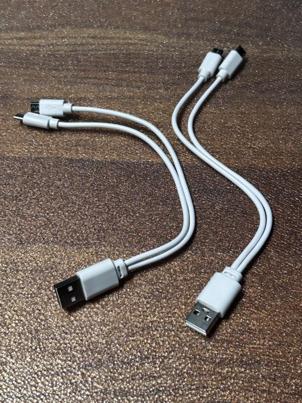 USB-A to Dual Micro-USB Splitter Cables (2-in-1 charging cables) - SET OF 2